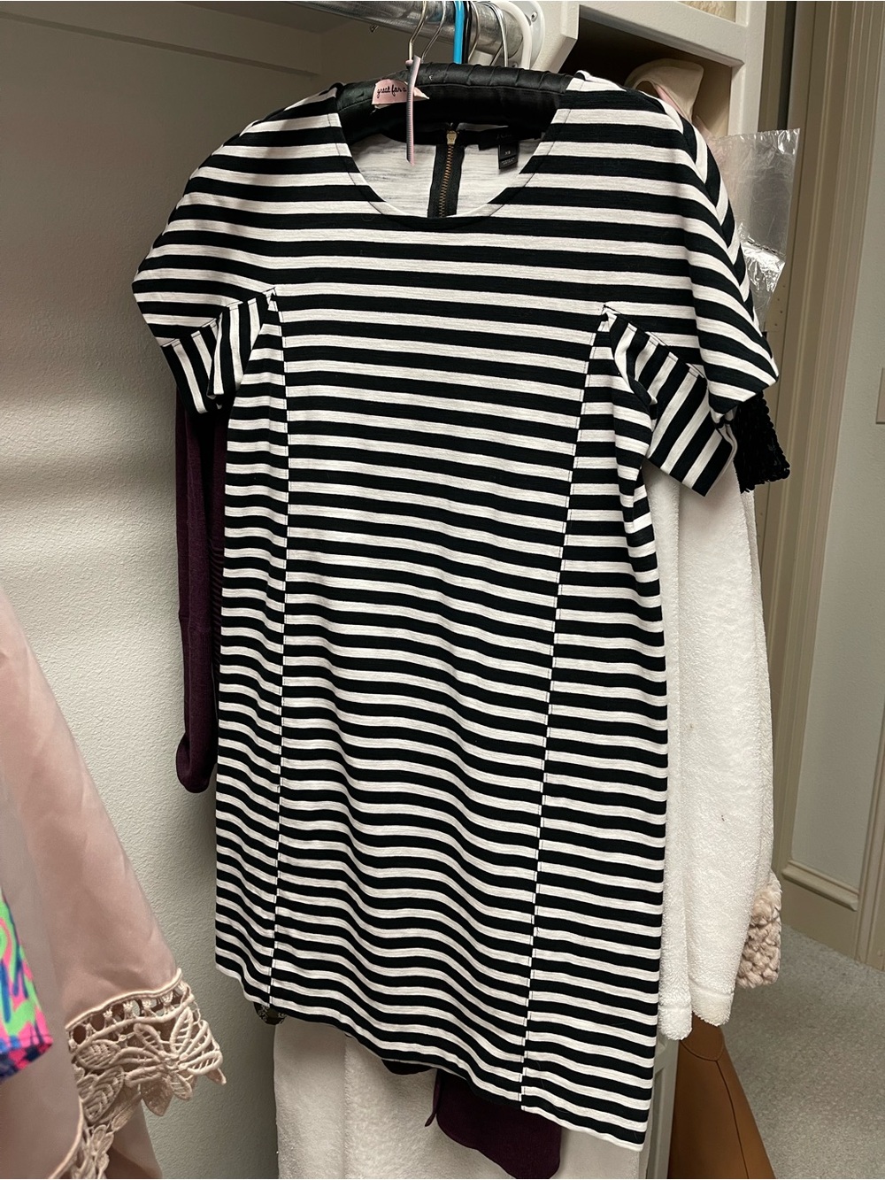 J. Crew Black and White Striped Tee Dress